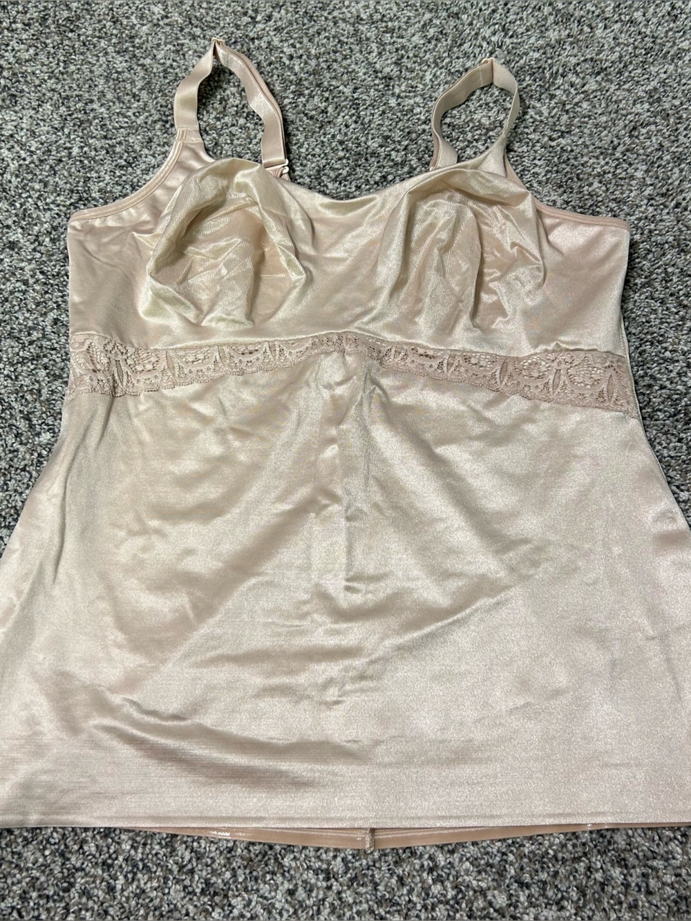 Ruby Ribbon Size 44 Cami #3024 Beige Tan Shapewear Top Lace Camisole Tank EUC